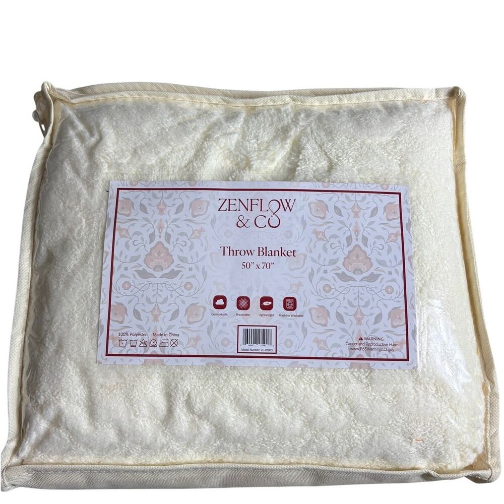 Zenflow & Co Throw Blanket 50" x 70" Ivory